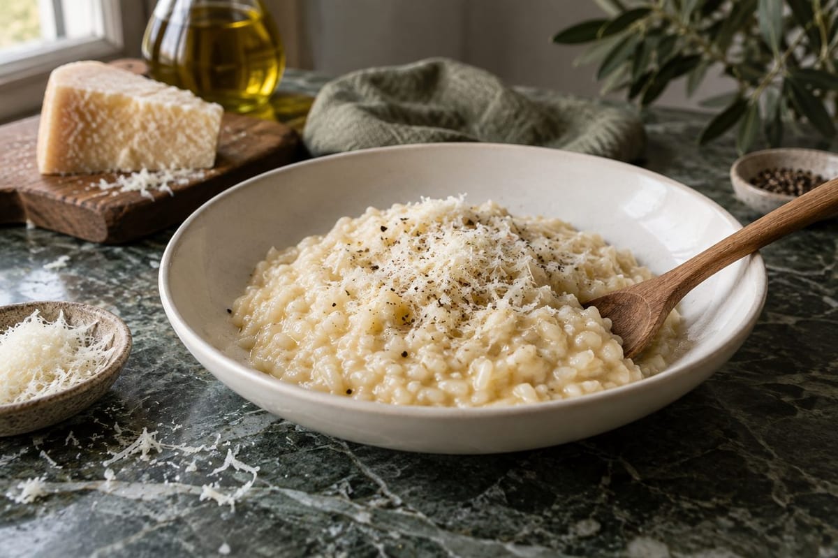 Recette du risotto au parmesan crémeux