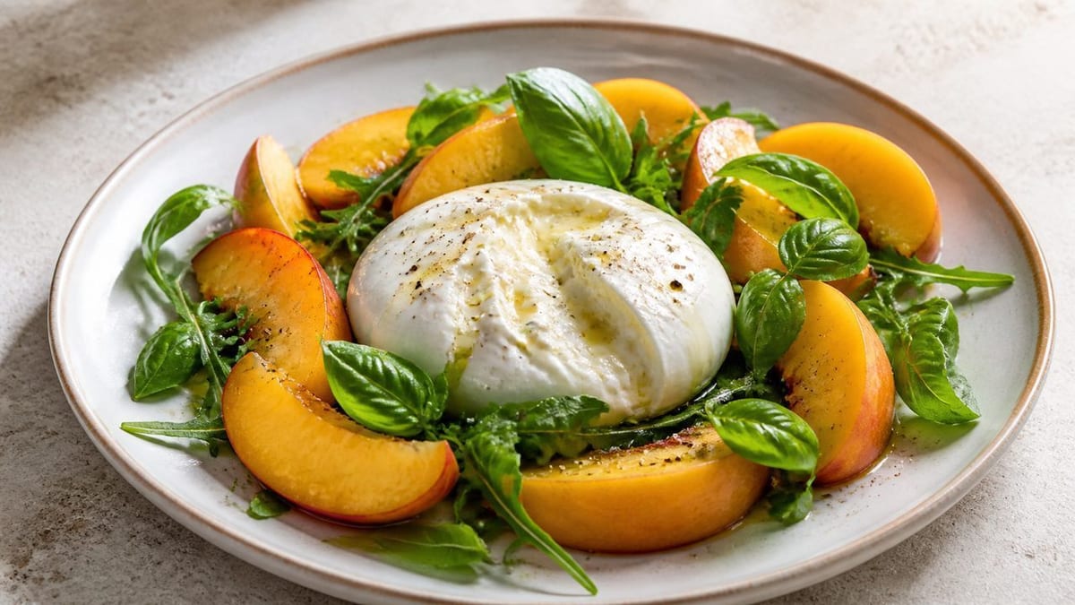 salade de peche burrata