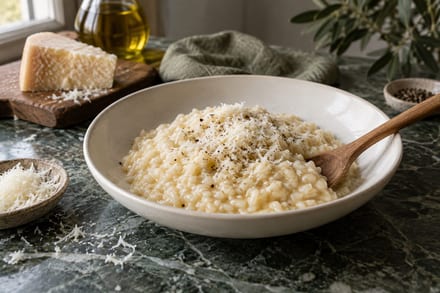 Recette du risotto au parmesan crémeux